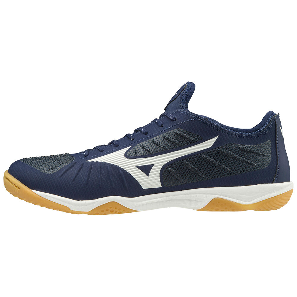 Mizuno Men's Rebula Sala Elite Indoor Soccer Shoes Blue/White (Q1GA202001-DLX)